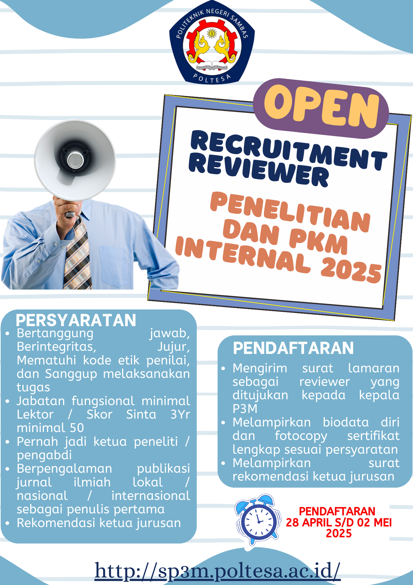RECRUITMENT REVIEWER PENELITIAN & PENGABDIAN KEPADA MASYARAKAT INTERNAL DANA DIPA POLITEKNIK NEGERI SAMBAS TAHUN 2025