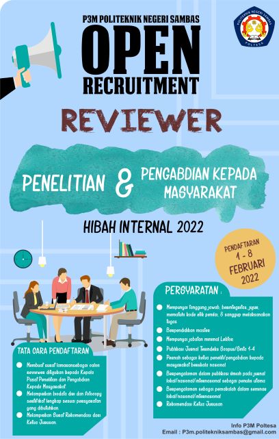 OPEN REKRUTMEN REVIEWER PENELITIAN & PKM 2022