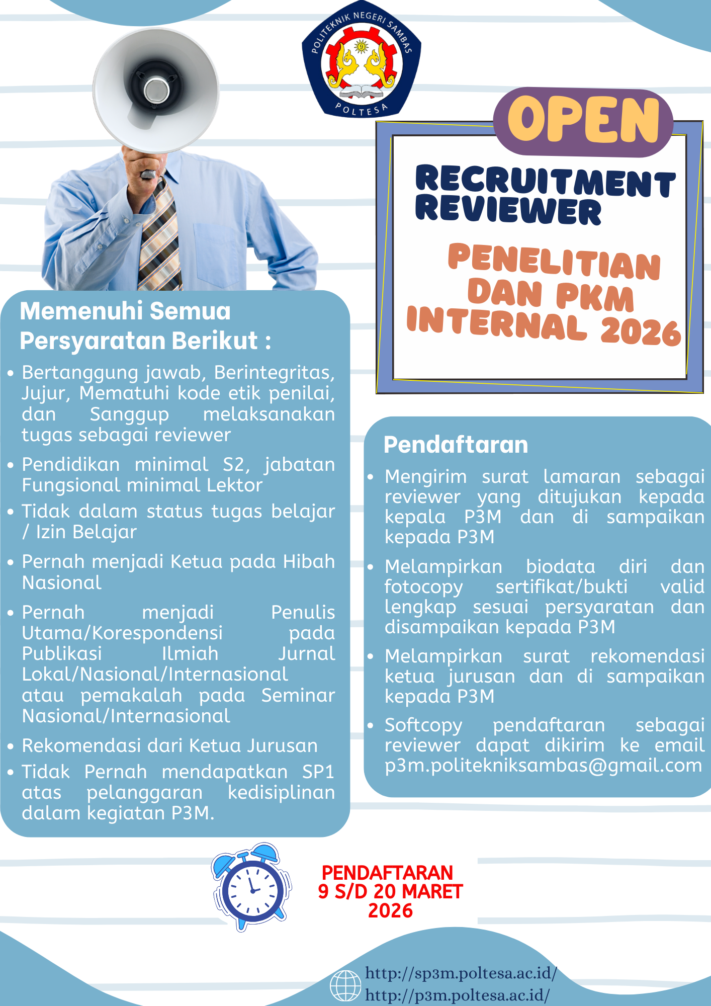 Open Recruitment Reviewer Penelitian & PKM Internal 2026